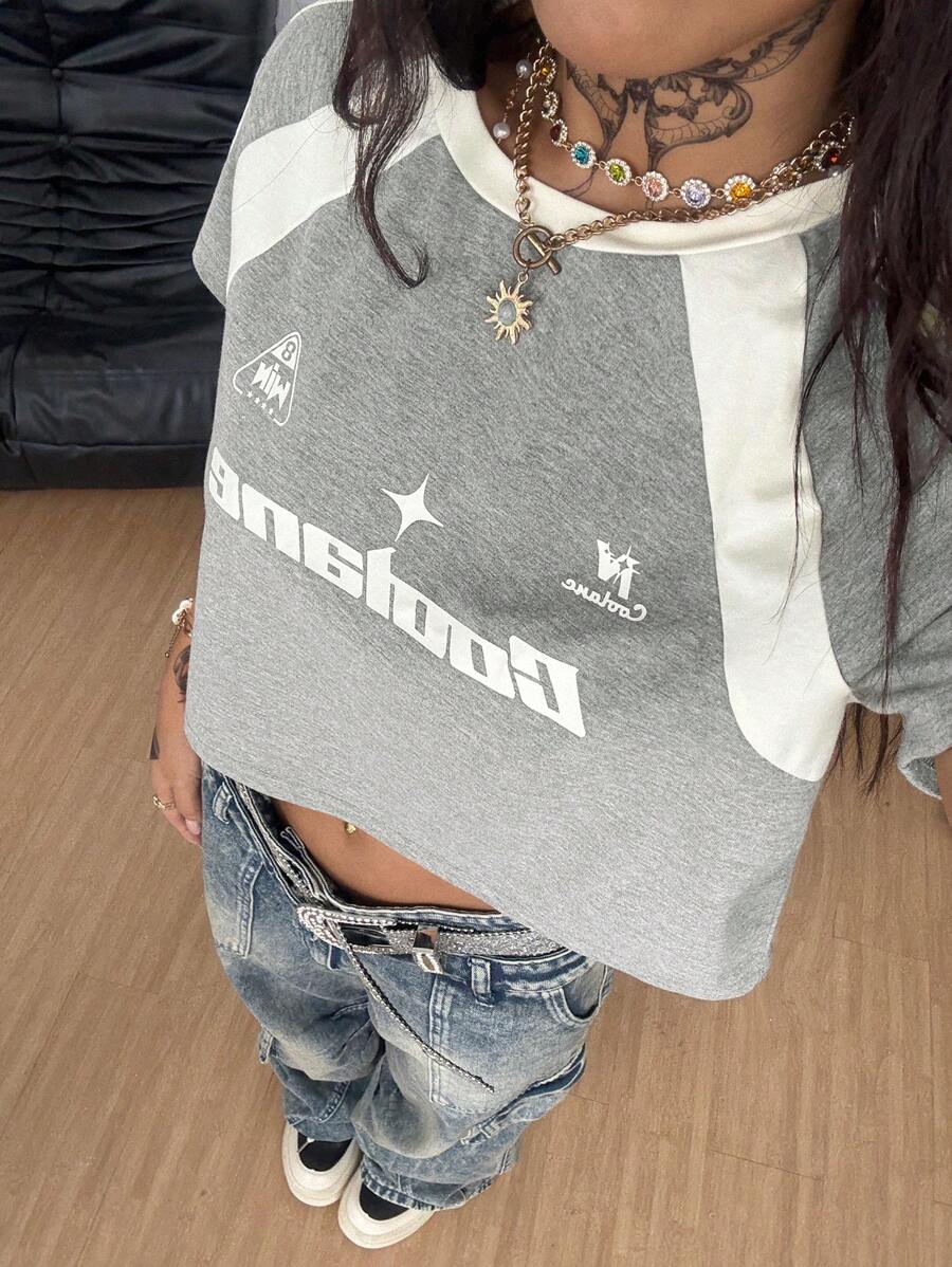 Vintage Kırpılmış Raglan Kollu Üst Niebbla