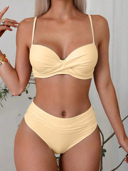 Askılı Yüksek Bel Balenli Bikini Takımı Niebbla