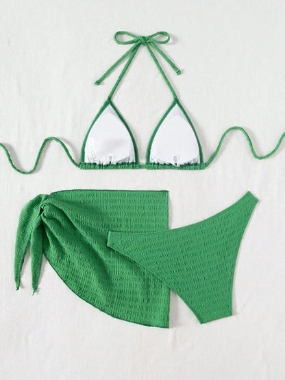3 Parça Bikini Ve Düğümlü Mini Etek Takımı Niebbla