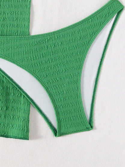 3 Parça Bikini Ve Düğümlü Mini Etek Takımı Niebbla