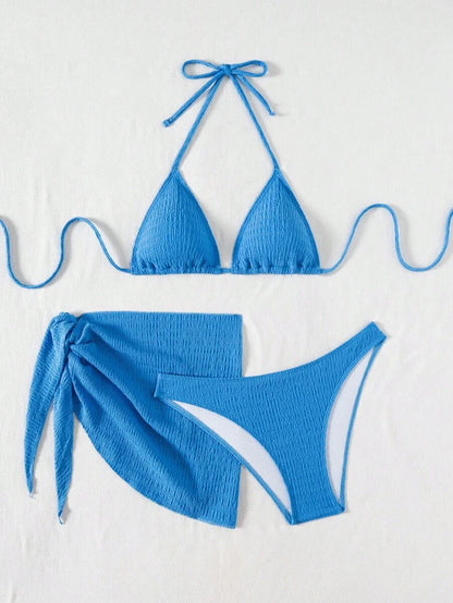 3 Parça Bikini Ve Düğümlü Mini Etek Takımı Niebbla