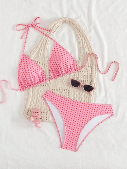 Çiçek Desenli Halter Bağcıklı Bikini Takımı Niebbla