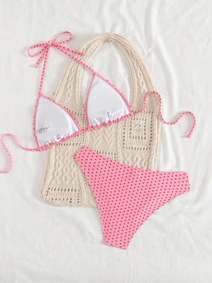 Çiçek Desenli Halter Bağcıklı Bikini Takımı Niebbla