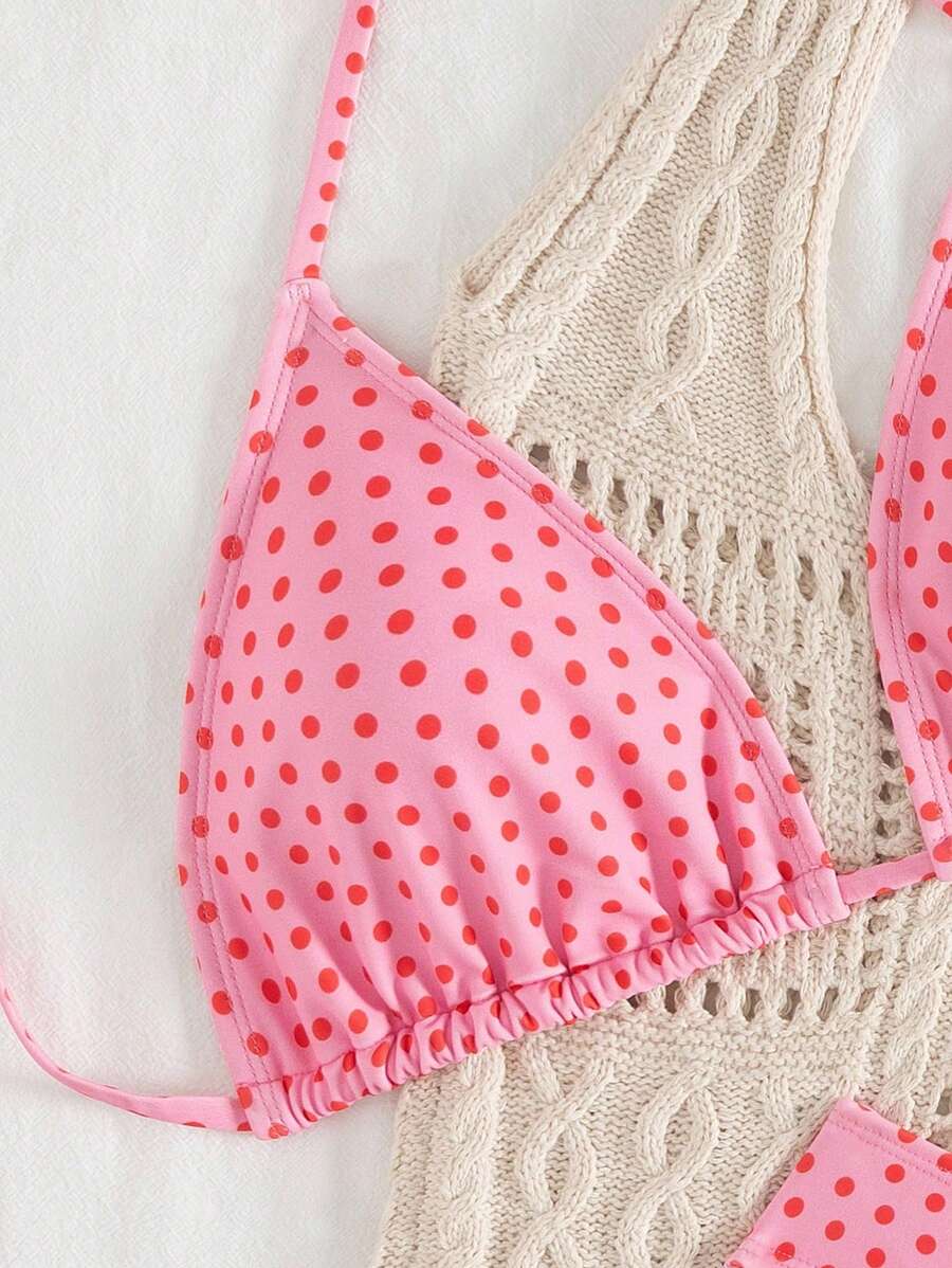 Çiçek Desenli Halter Bağcıklı Bikini Takımı Niebbla