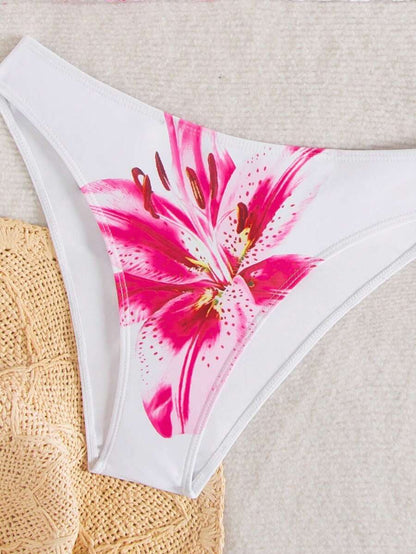 Çiçek Desenli Halter Bağcıklı Bikini Takımı Niebbla