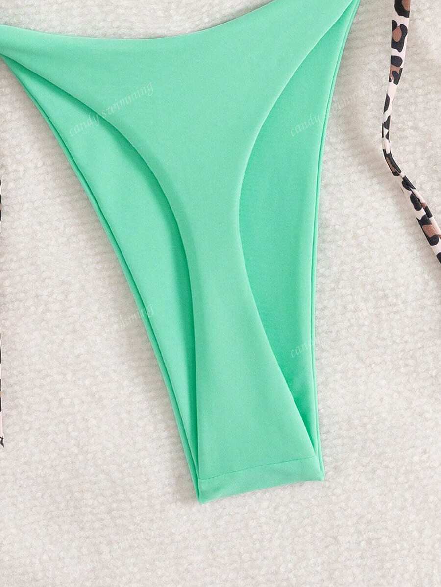 Leopar Desenli Boyundan Bağlamalı Bikini Takımı Niebbla
