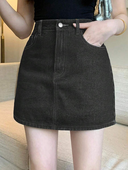 Doğal Dokulu Günlük Kot Etek Niebbla