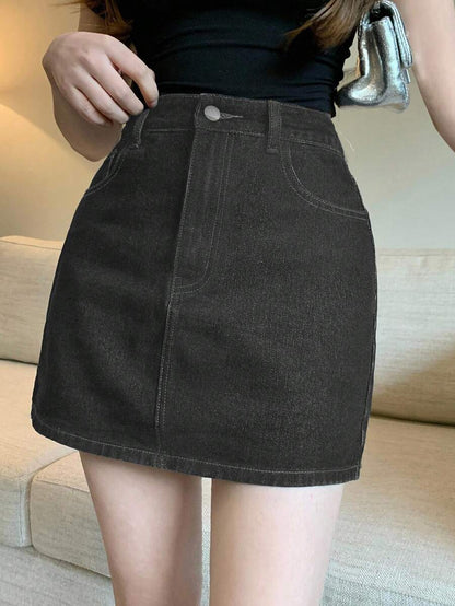 Doğal Dokulu Günlük Kot Etek Niebbla