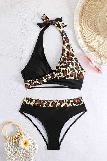 Renk Bloklu Boyundan Bağlamalı Bikini Mayo Niebbla