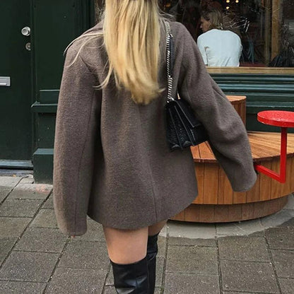 Oversized Yün Karışımı Kruvaze Kaban Siaora