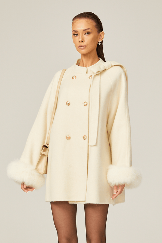 Elegant Charm Kürk Detaylı Krem Kaban Siaora