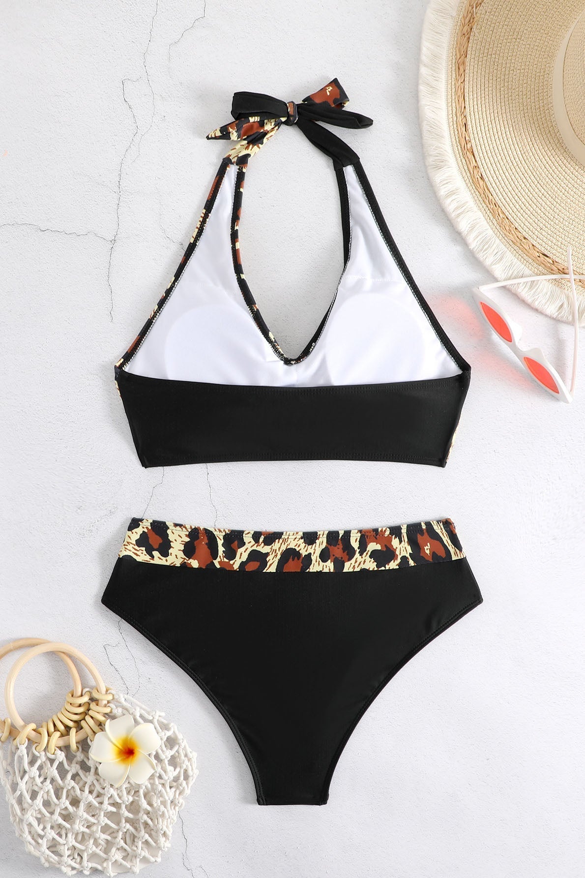 Renk Bloklu Boyundan Bağlamalı Bikini Mayo Niebbla
