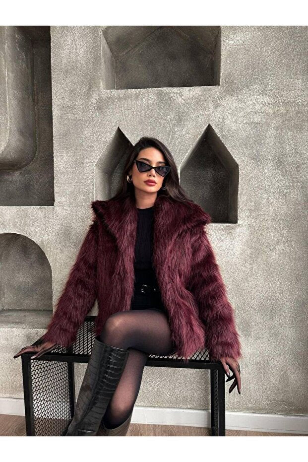 Bordo Kısa Suni Kürk Mont (Kopya) THESVELTECHIC