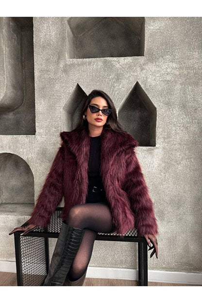 Bordo Kısa Suni Kürk Mont (Kopya) THESVELTECHIC
