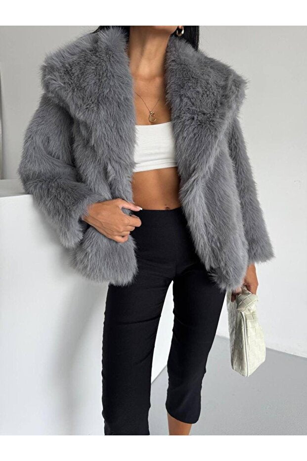 Bordo Kısa Suni Kürk Mont (Kopya) THESVELTECHIC