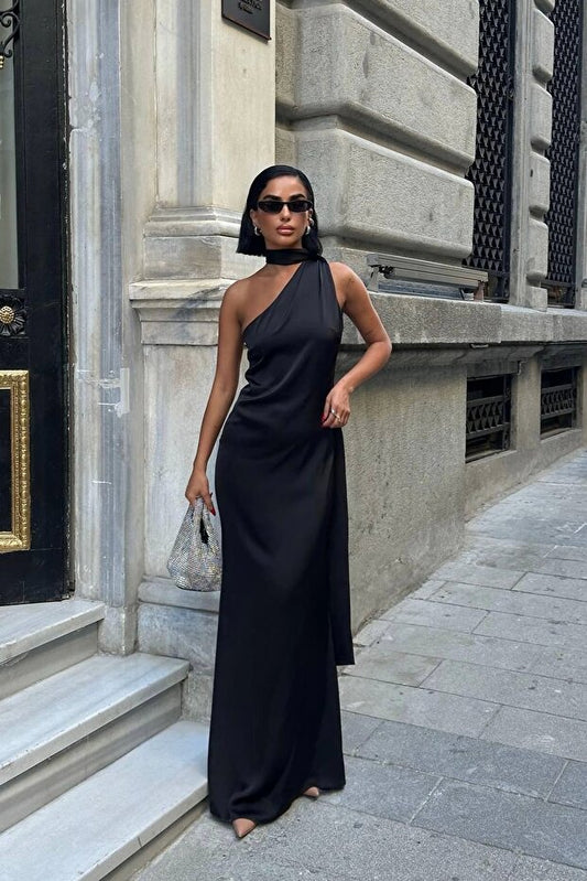 Eldivenli Straplez Şık Elbise (Kopya) VİSKALİ trendyol