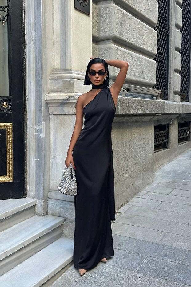 Eldivenli Straplez Şık Elbise (Kopya) VİSKALİ trendyol