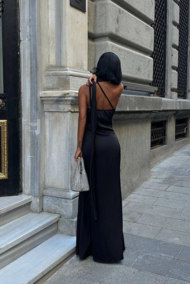 Eldivenli Straplez Şık Elbise (Kopya) VİSKALİ trendyol