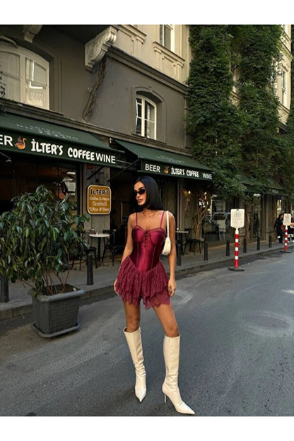 Kadın Göğüs Dekolteli Tek Kol Payetli Gümüş Mini Boy Elbise (Kopya) VİSKALİ trendyol