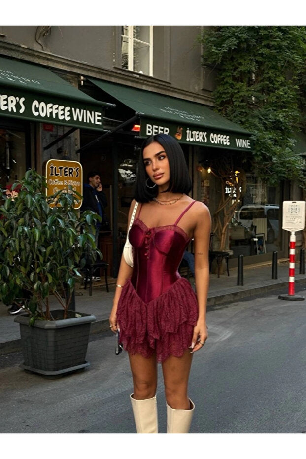 Kadın Göğüs Dekolteli Tek Kol Payetli Gümüş Mini Boy Elbise VİSKALİ trendyol