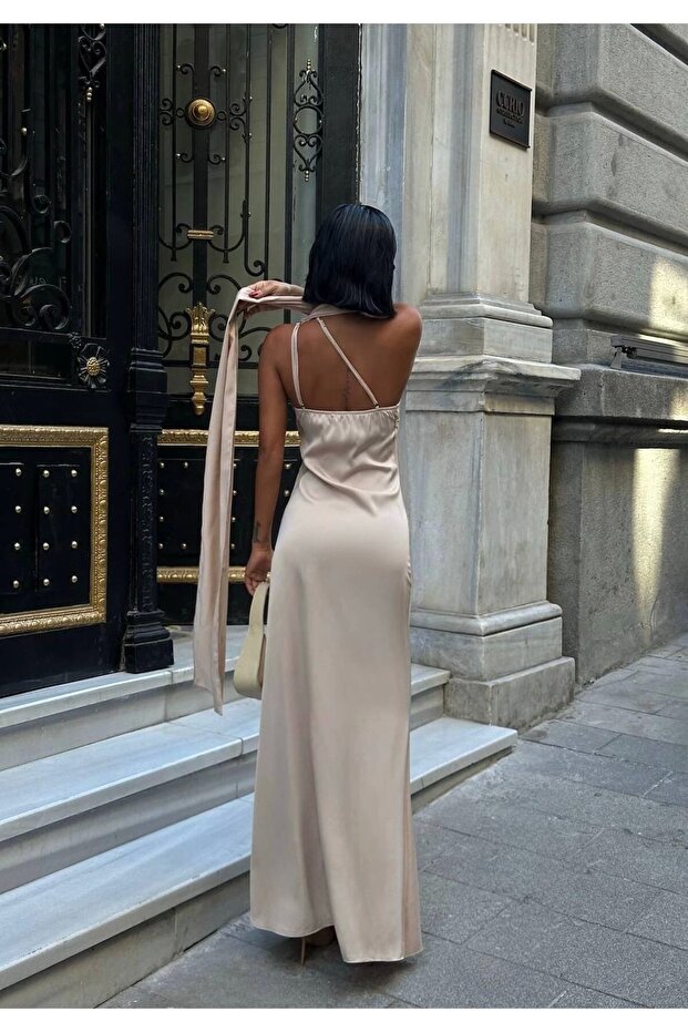 Eldivenli Straplez Şık Elbise (Kopya) VİSKALİ trendyol