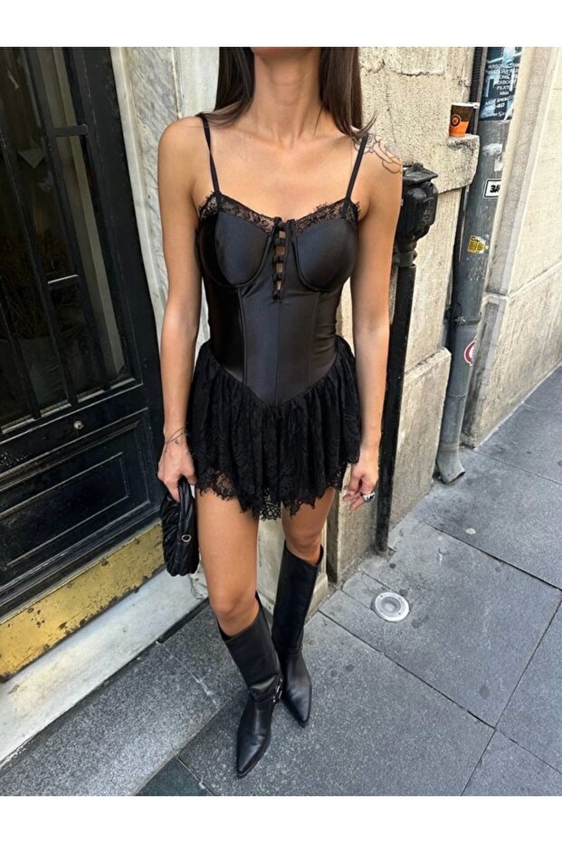 Kadın Göğüs Dekolteli Tek Kol Payetli Gümüş Mini Boy Elbise VİSKALİ trendyol