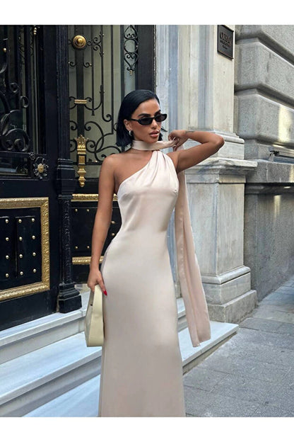 Eldivenli Straplez Şık Elbise (Kopya) VİSKALİ trendyol