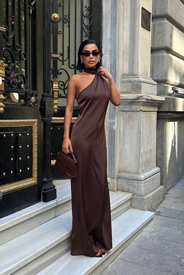 Eldivenli Straplez Şık Elbise (Kopya) VİSKALİ trendyol