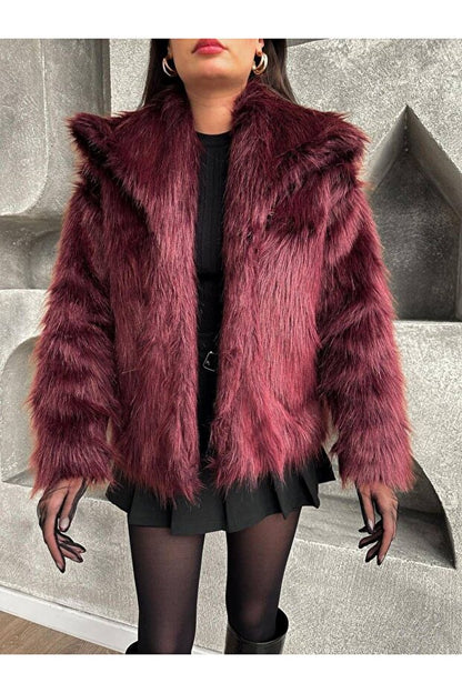 Bordo Kısa Suni Kürk Mont (Kopya) THESVELTECHIC