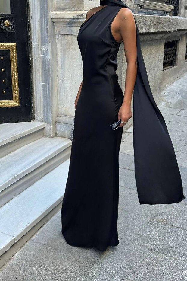 Eldivenli Straplez Şık Elbise (Kopya) VİSKALİ trendyol