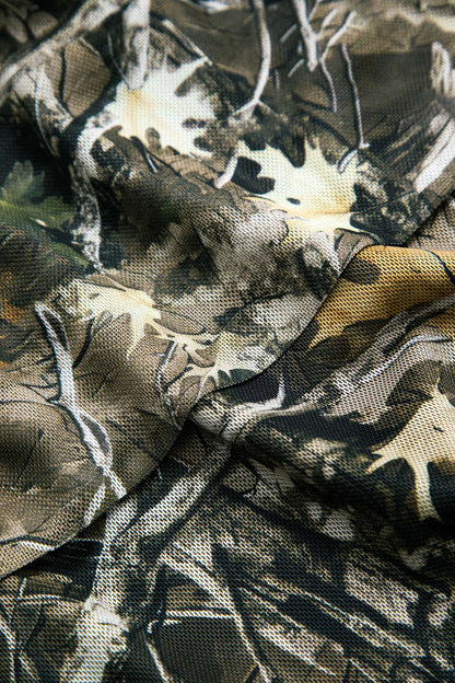 Branch Print Mesh Off Shoulder Uzun Kollu Üst Siaora