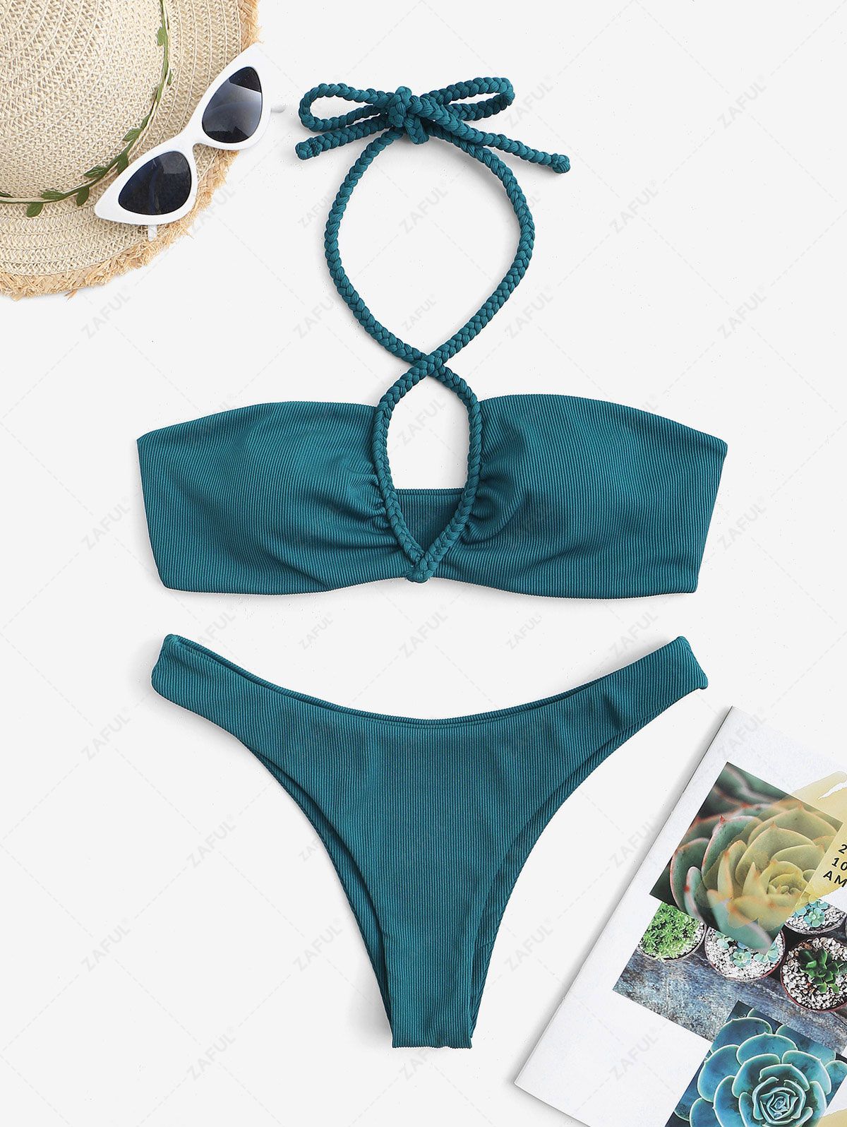 Ribana Boyundan Bağlamalı Örgü Askılı Bikini Niebbla
