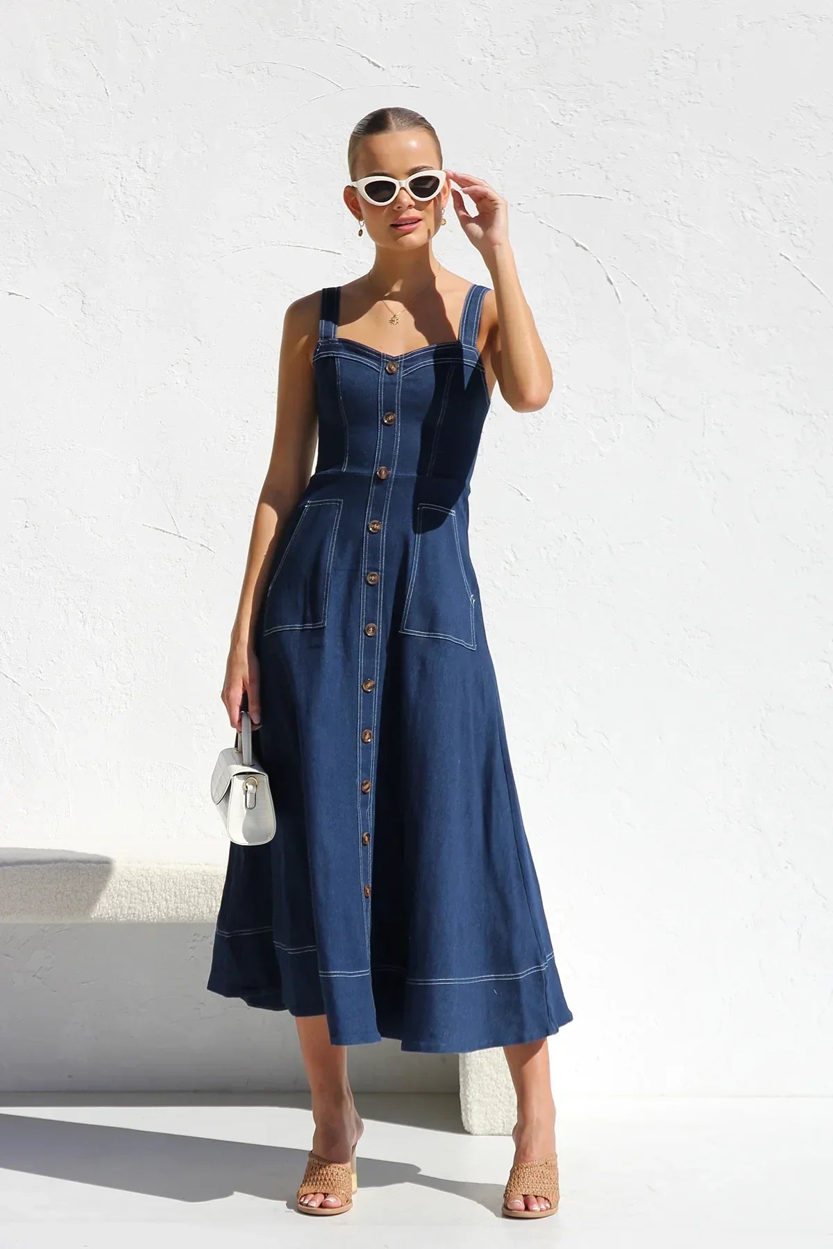 Heavenly Denim Maxi Elbise Siaora