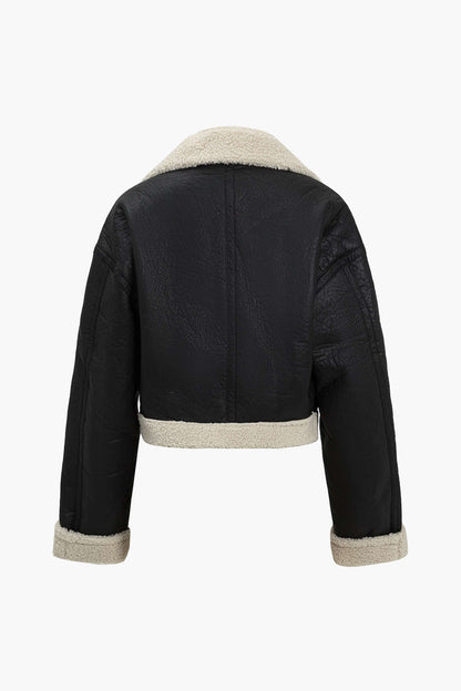 Solid Faux Leather Fleece Mont Niebbla