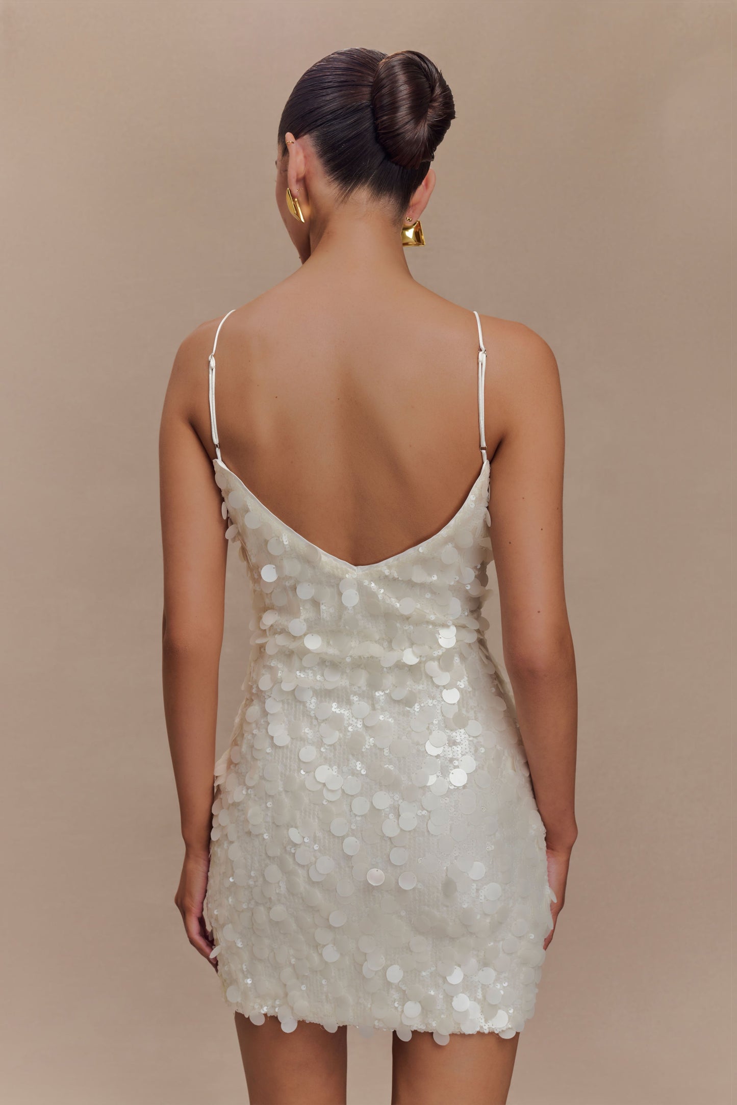 ROF Romilly Payet Mini Elbise - Fildişi Shine Aura