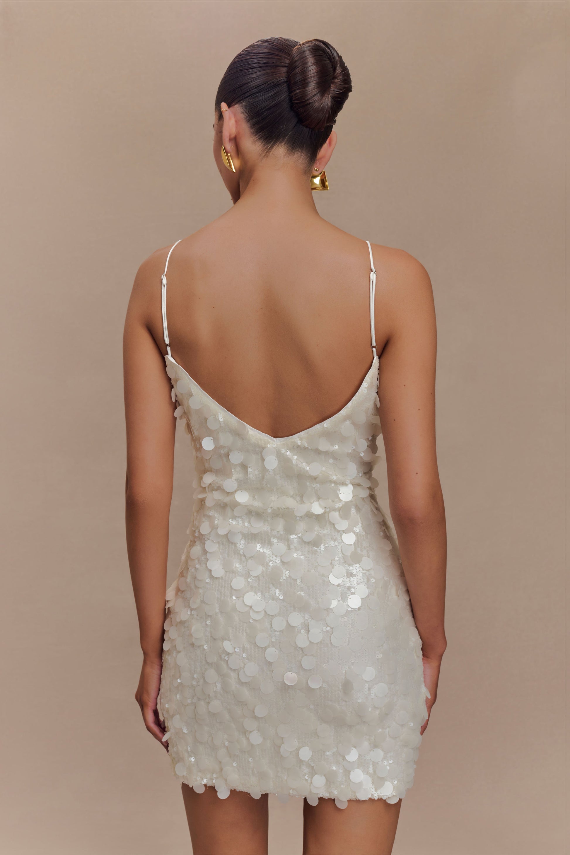 ROF Romilly Payet Mini Elbise - Fildişi Shine Aura
