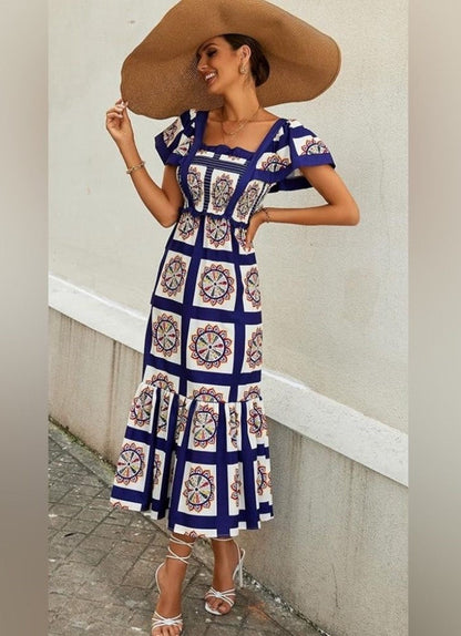 Patchwork Maxi Elbise Siaora