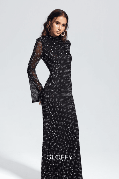 Andie Strasslı Bodycon Uzun Kollu Maxi Elbise Shine Aura