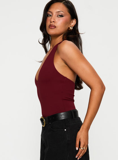Someone Halter Yaka Bordo Body Niebbla