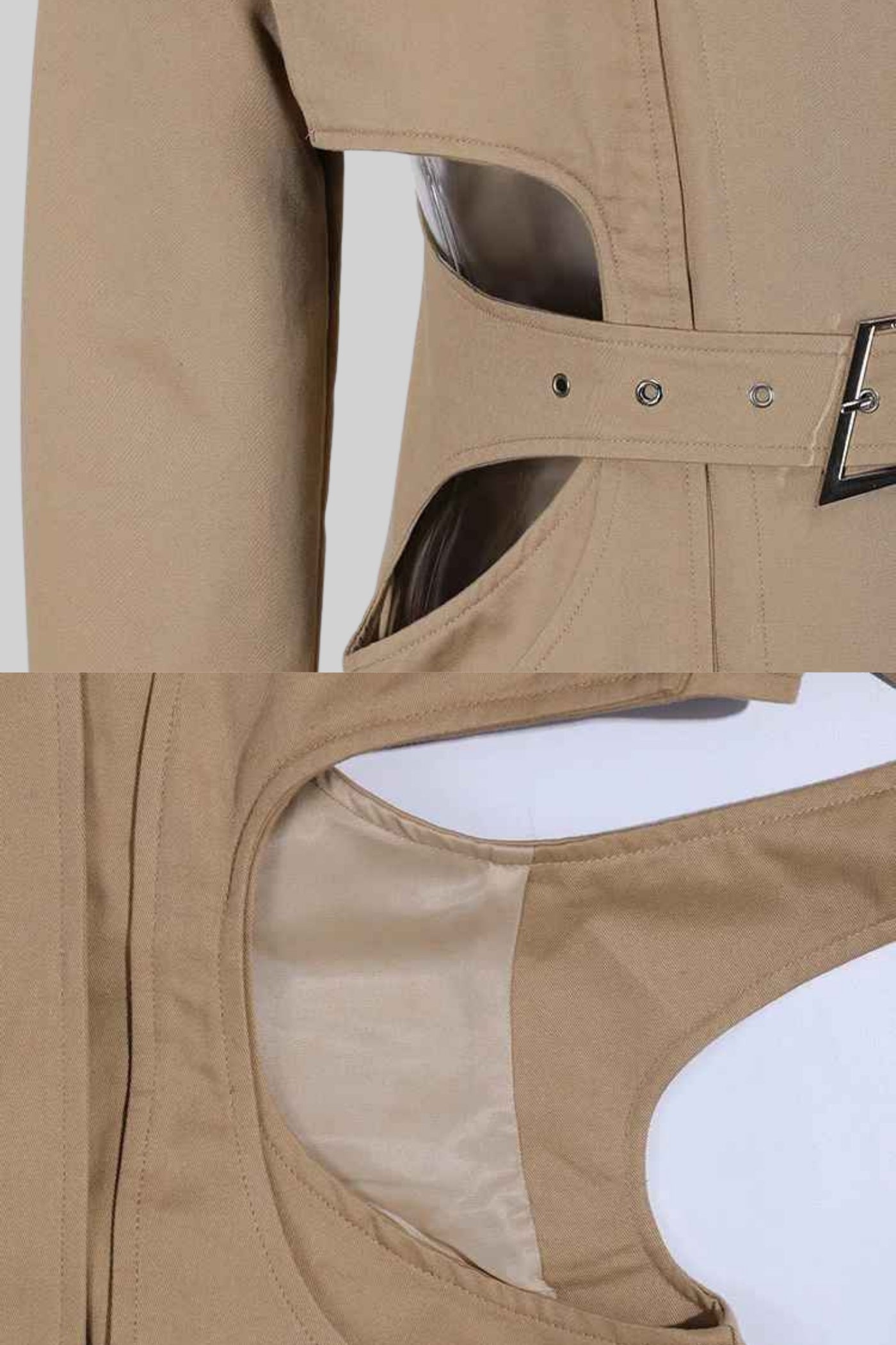 Bej Cut-Out Trenç Kaban Niebbla