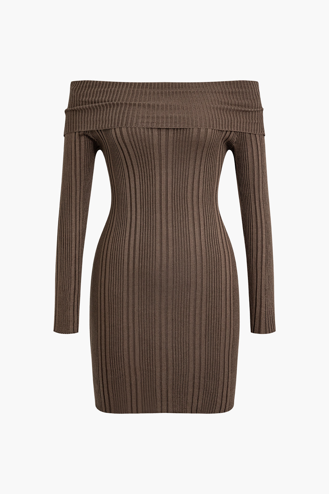 Basic Off-Shoulder Bodycon Sweater Elbise Siaora