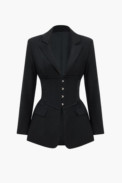 Button Notched Lapel Blazer Siaora