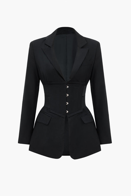 Button Notched Lapel Blazer Siaora
