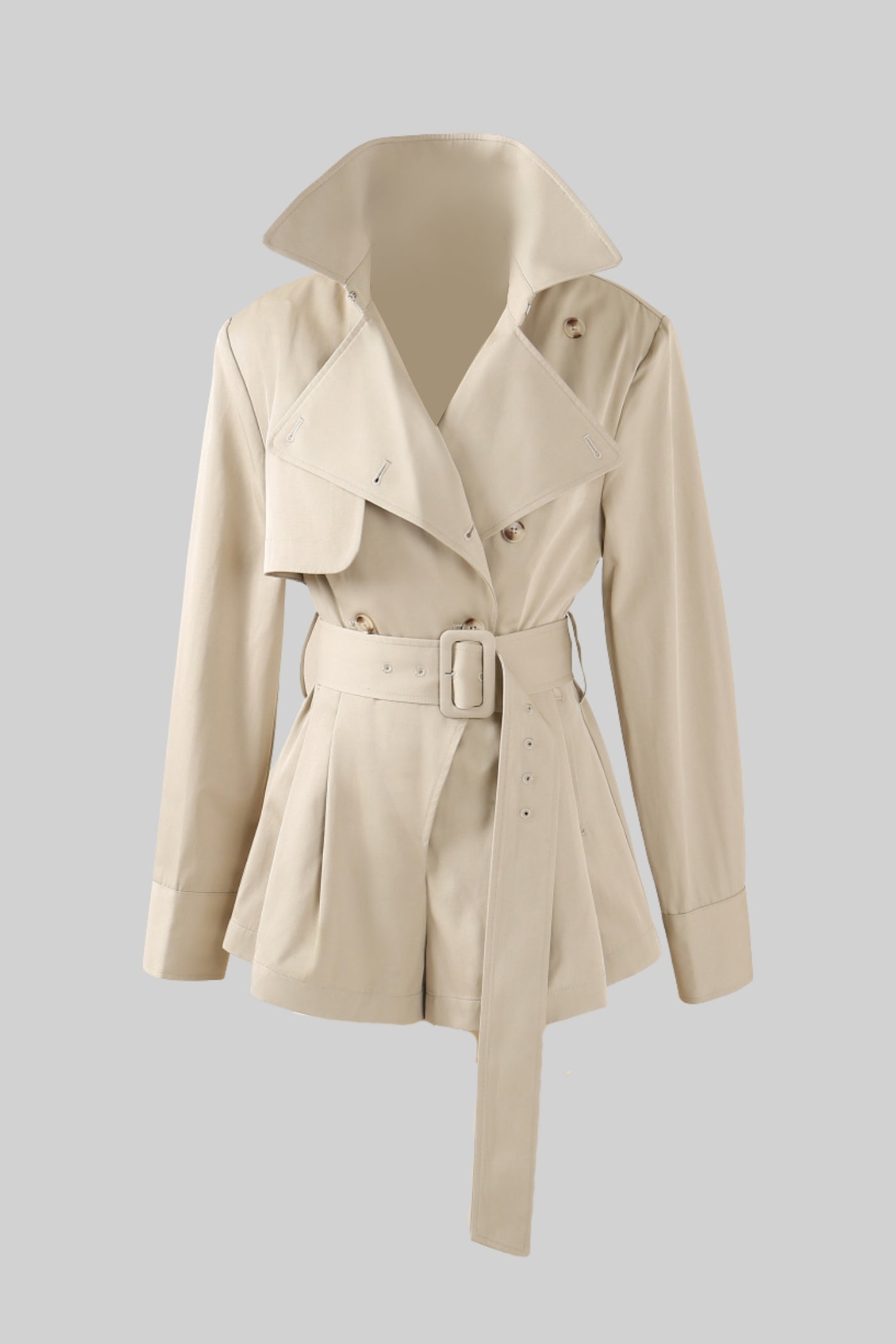 Beli Kuşaklı Kısa Trenç Ceket Siaora