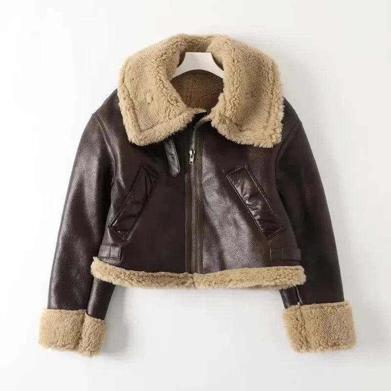 Kürklü Aviator Deri Ceket Siaora