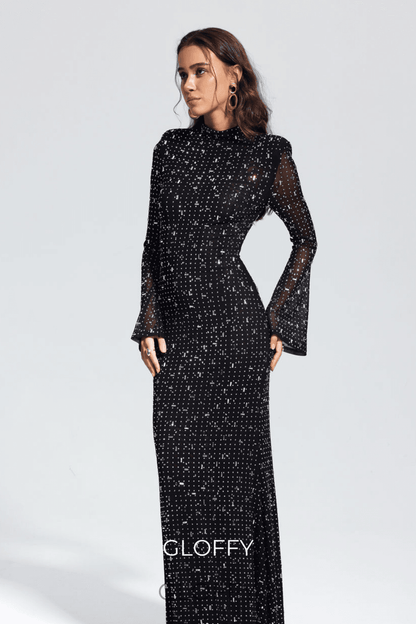 Andie Strasslı Bodycon Uzun Kollu Maxi Elbise Shine Aura