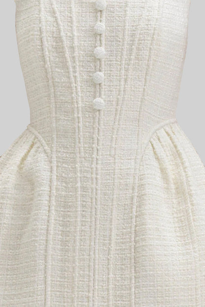 Fitted Bodice ile Dokulu Kolsuz Mini Elbise Siaora
