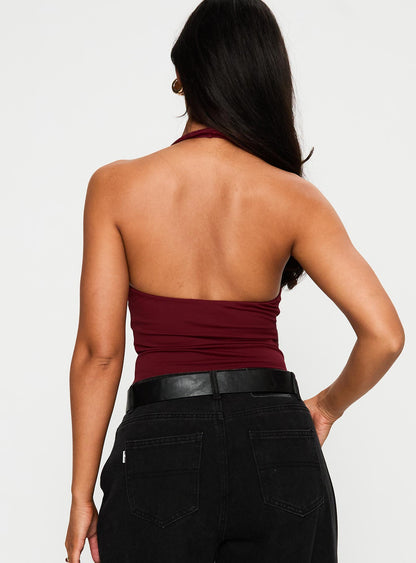 Someone Halter Yaka Bordo Body Niebbla