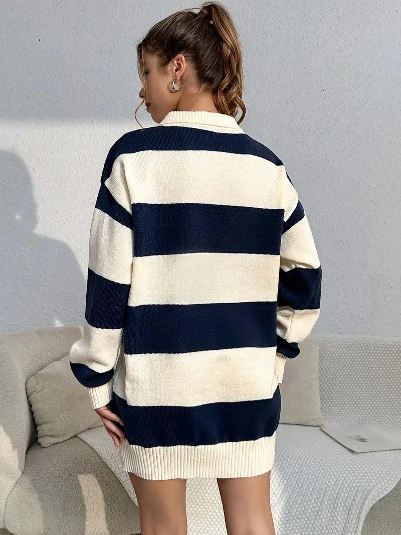Lina Çizgili Oversize Triko Tunik Siaora
