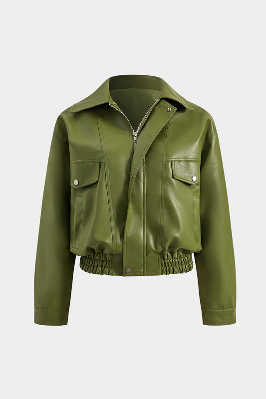Faux Leather Pocket Ceket Niebbla